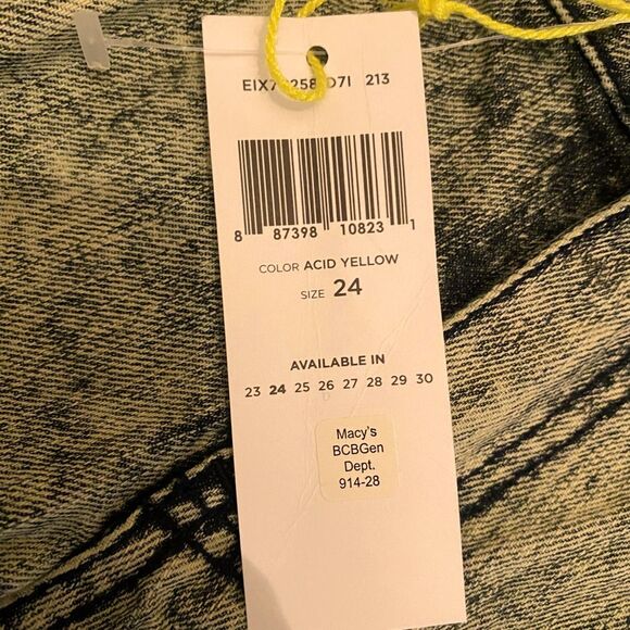 Sexy BCBG The Jackson juniors yellow acid washed denim short shorts NWT size 24 - Picture 11 of 13